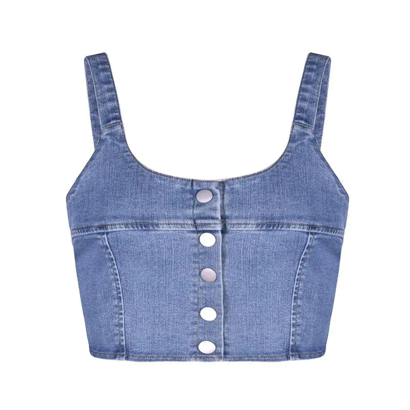 Denim Women's Shorts with Strapless Top and Cami