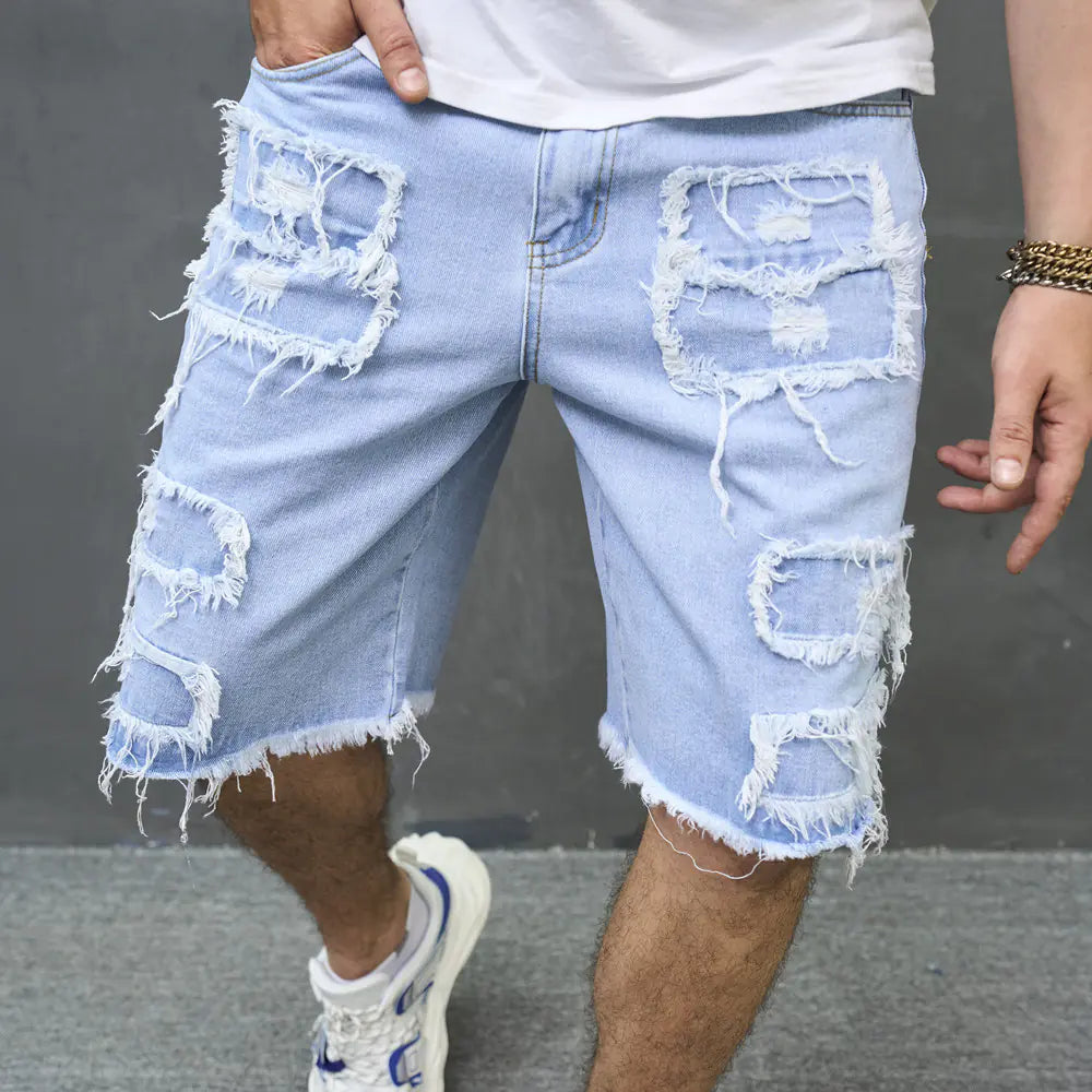 2023 Men's Vintage Distressed Denim Shorts