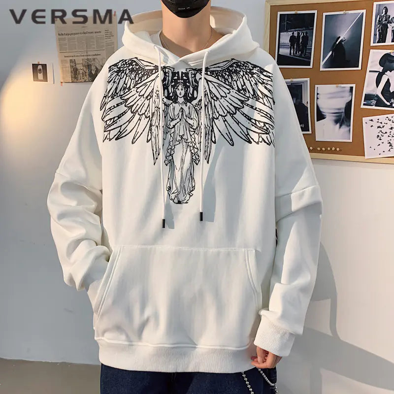 VERSMA Vintage White Hoodie for Men and Women