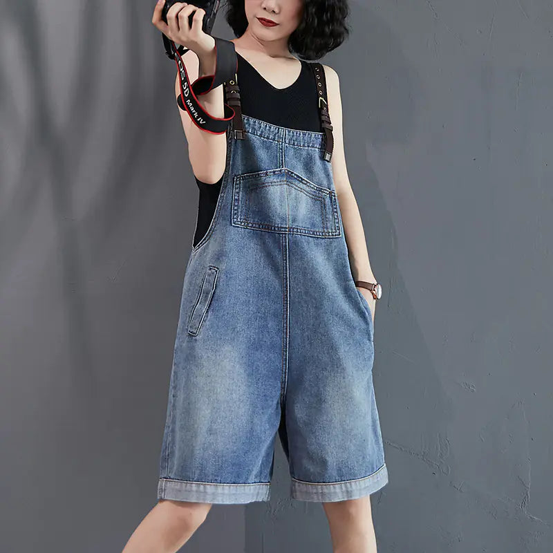 Loose Women's Denim Overalls Shorts