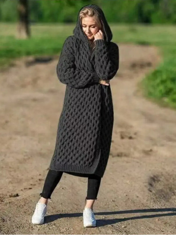 Oversized Knitted Cardigan and Hoodie for Women