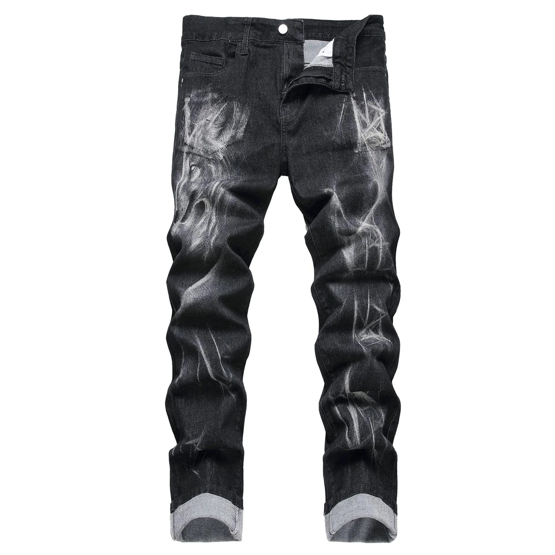 Personalized Slim 3D Pattern Men's Jeans Pants