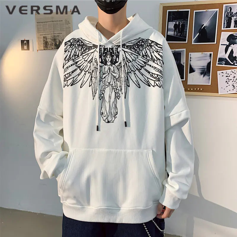 VERSMA Vintage White Hoodie for Men and Women