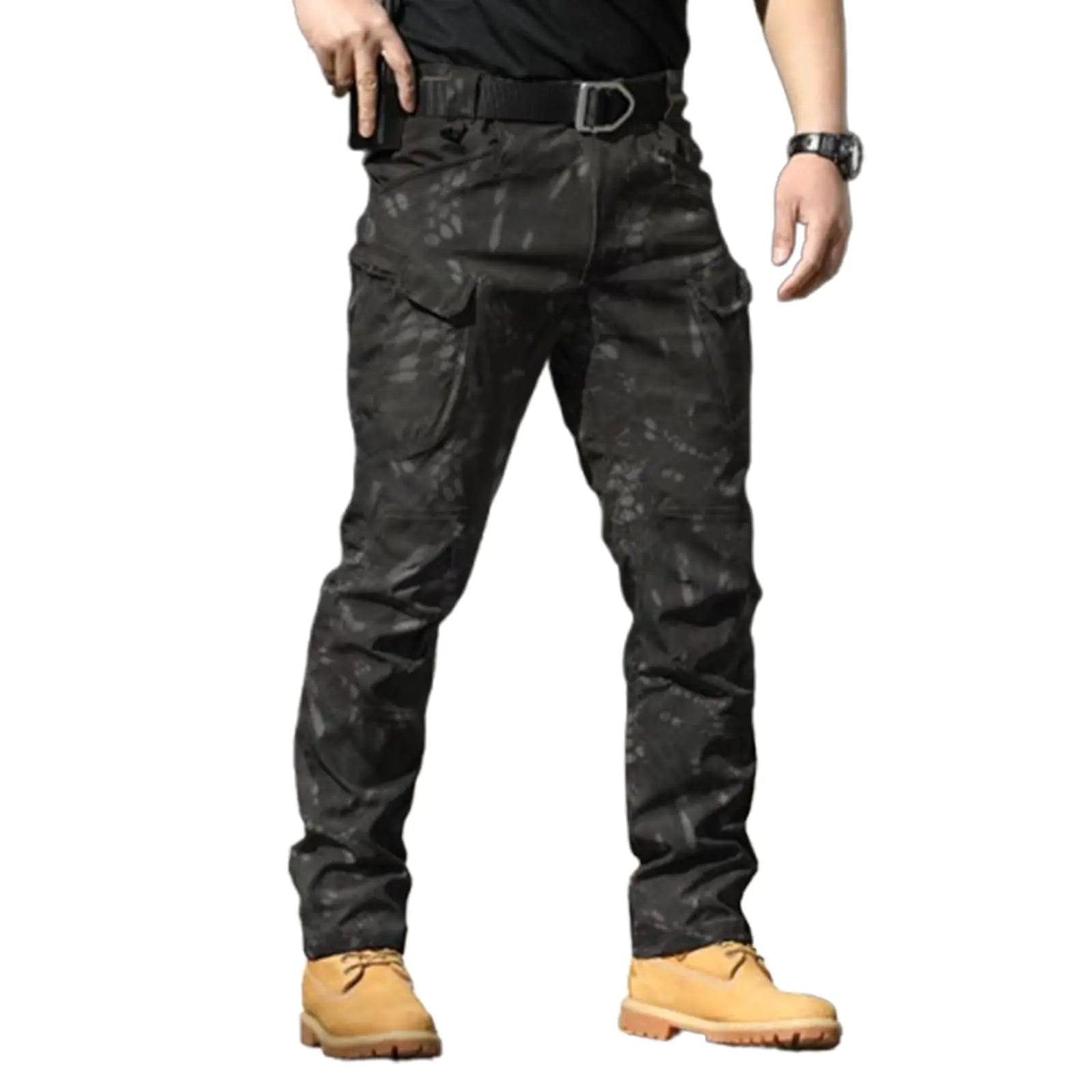 Flexcamo - Tactical Waterproof Pants Flex Camo Cargo Pants for Men Mens Tactical Hiking Pants (Black GreySmall)
