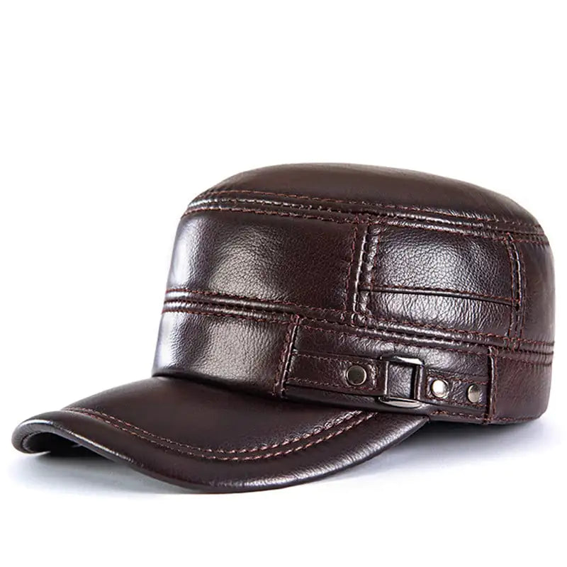 Men's Leather Flat Hat with Warm Ear Protection