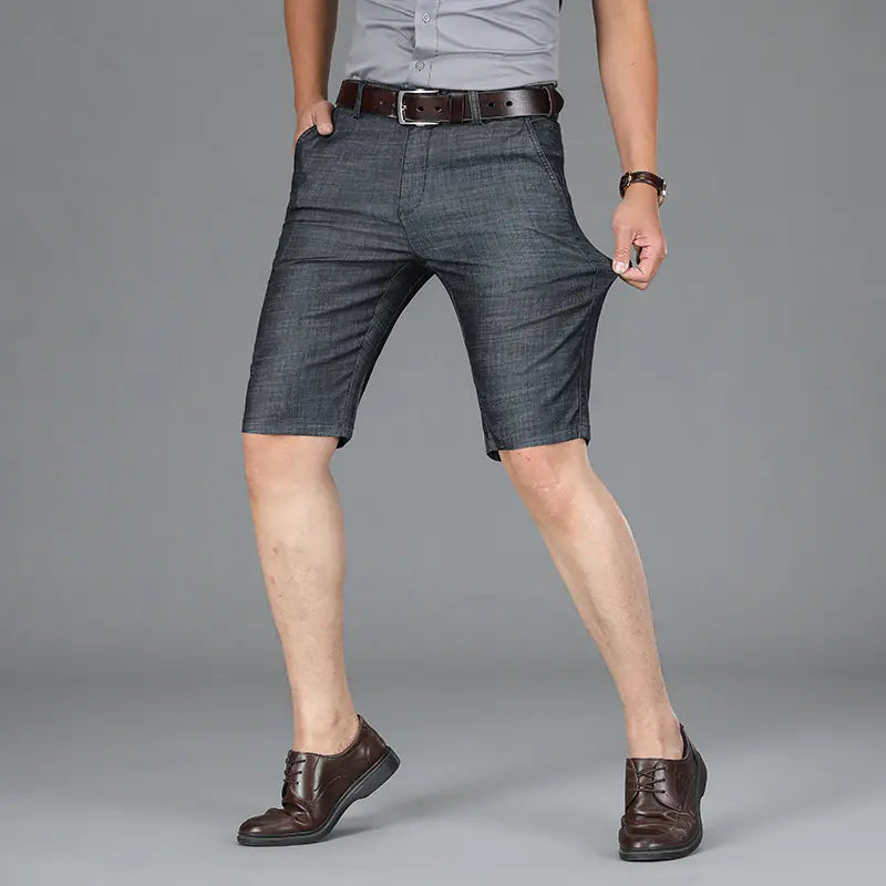 Men's Business Loose Fit Tencel Denim Shorts