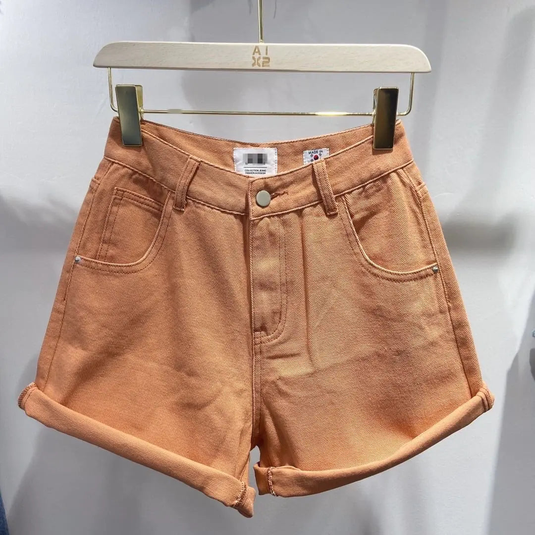 Women's Solid Color Denim Shorts