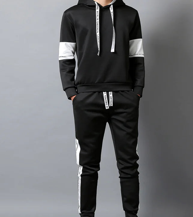 Korean Style Hoodie Set for Men - Long Sleeve Sportswear