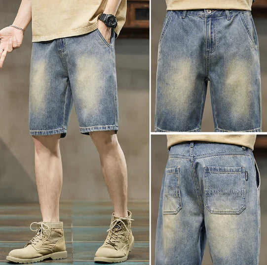 Men's Stretch Denim Five-Point Shorts