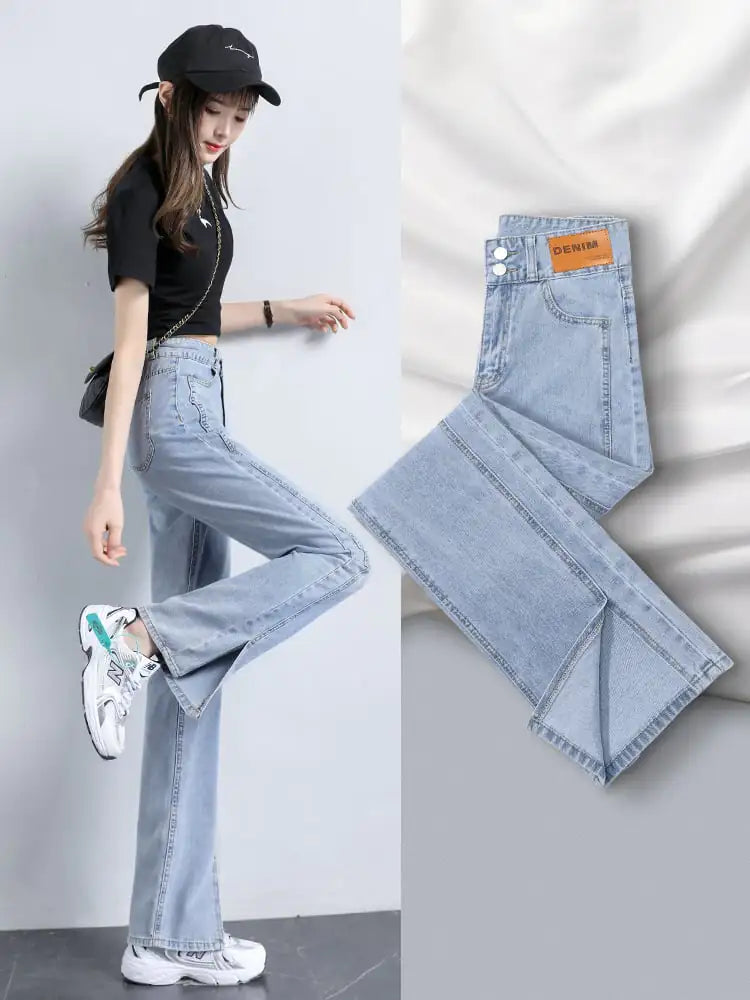 High-Waist Summer Slim Loose Wide-Leg Women's Jeans