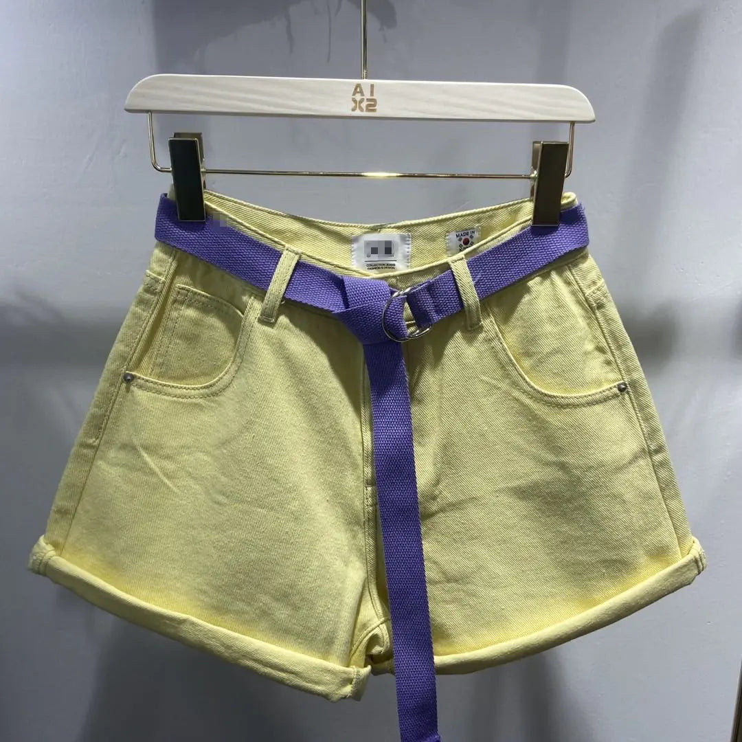 Women's Solid Color Denim Shorts