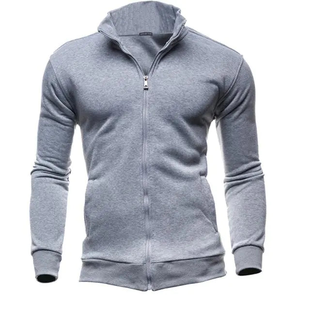 New Zip-Up Hoodie Jacket for Men, Solid Color