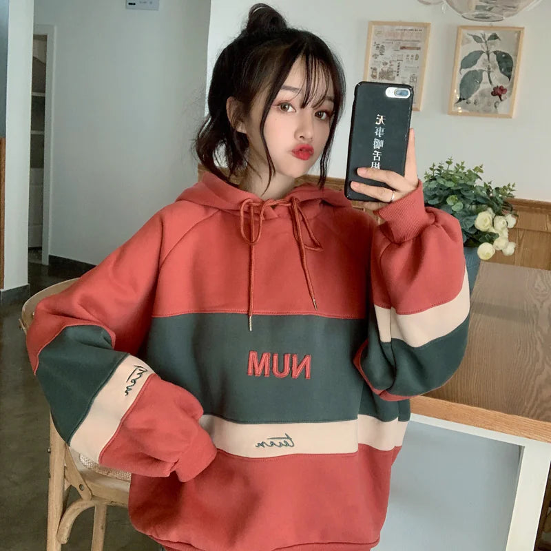Winter Hoodie for Women with Embroidered Letters