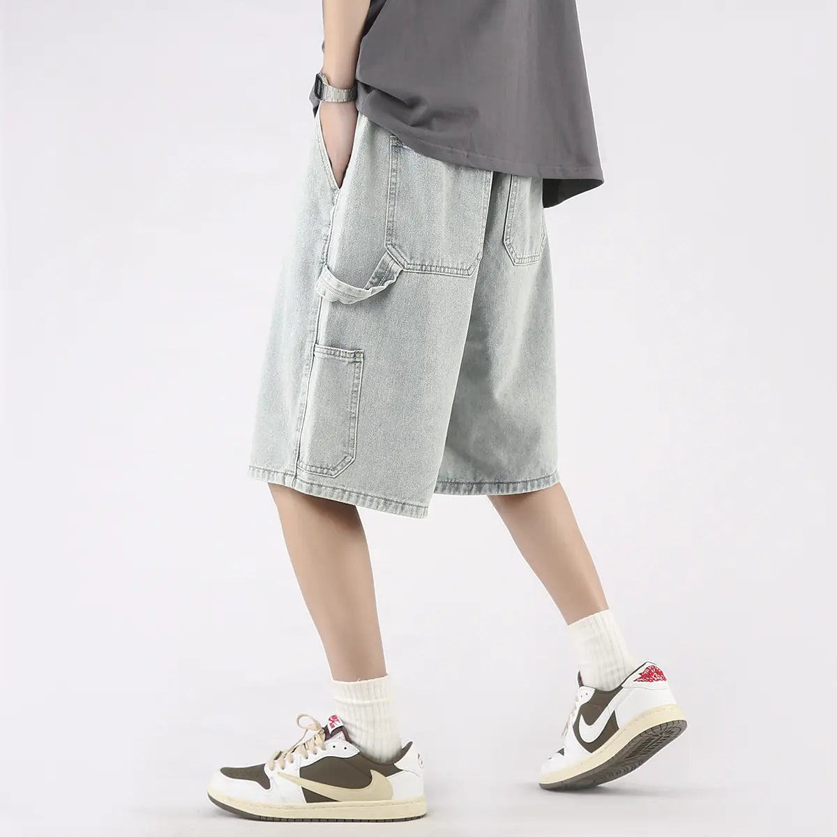 Men's Casual Loose Fit Large Size Denim Shorts