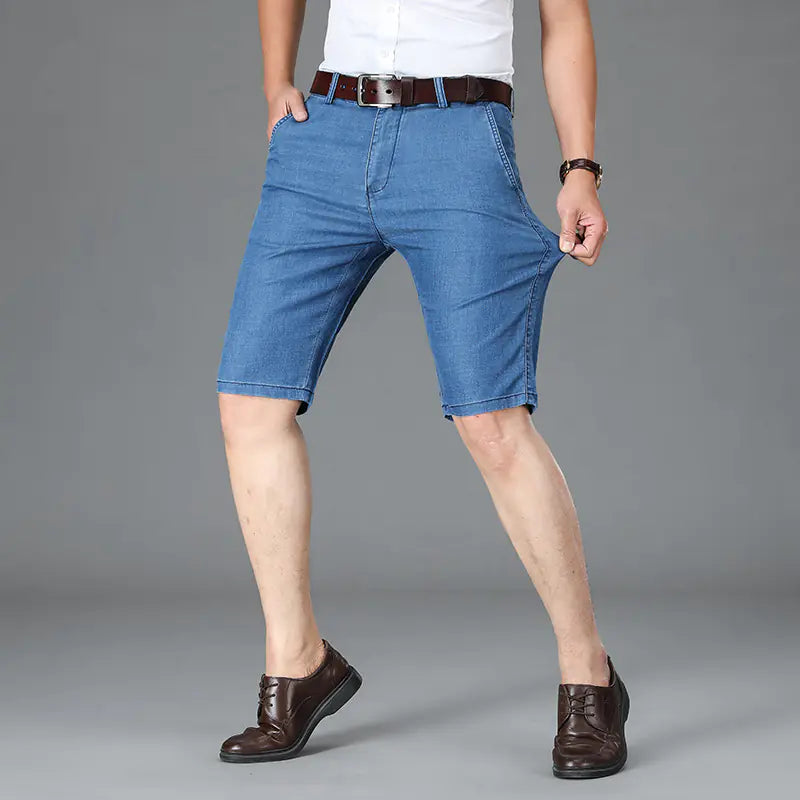 Men's Business Loose Fit Tencel Denim Shorts