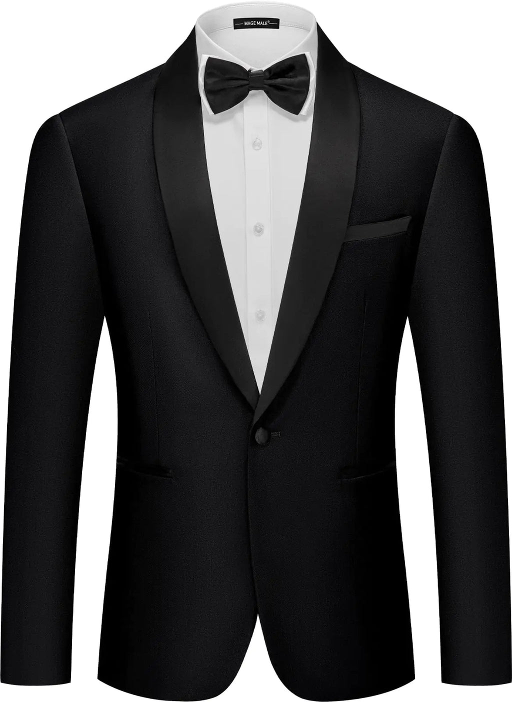 MAGE MALE Mens Tuxedo Jacket Shawl Lapel Suit Jacket Slim Fit Blazer Jacket for DinnerPromWedding Black