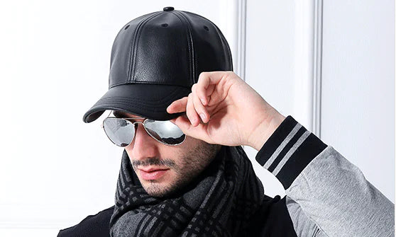 Men's Leather Baseball Cap for Casual Wear