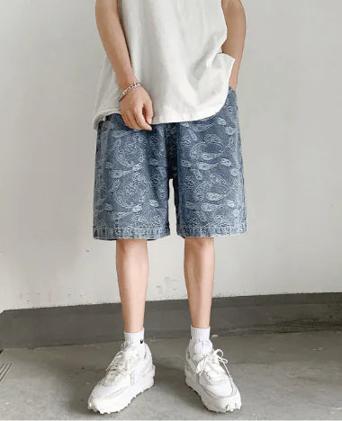 Men's Loose Fit Large Denim Shorts for Summer