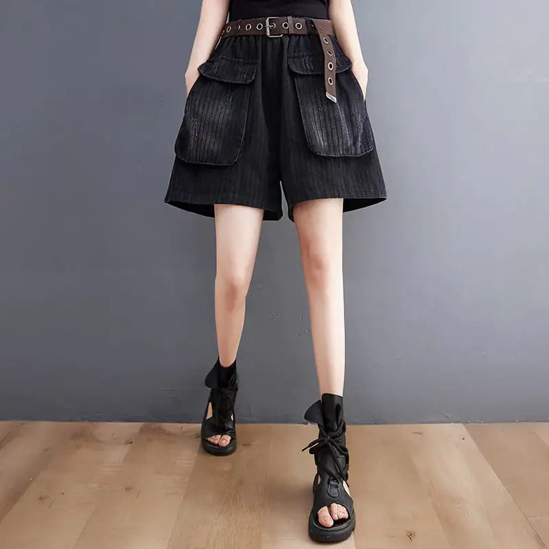 Women's Denim Print Shorts - No Belt Included