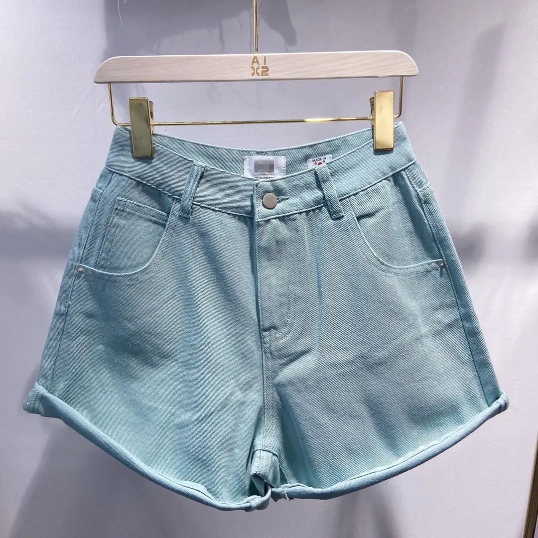 Women's Solid Color Denim Shorts