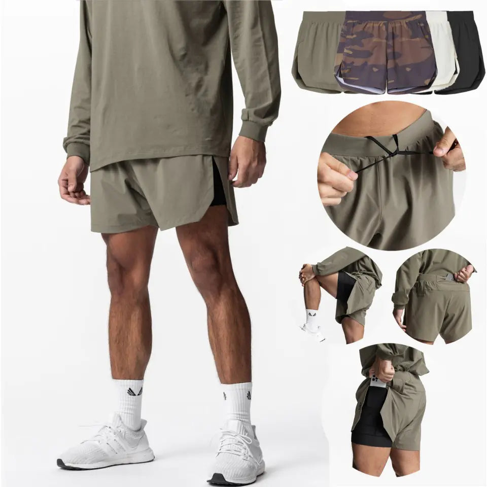 Multifunctional Double Layer Sports Shorts for Men/Women
