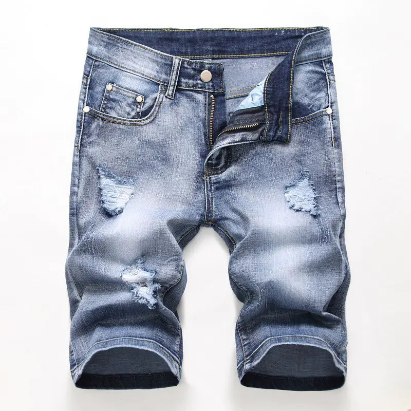 Trendy Men's Stretch Denim Shorts