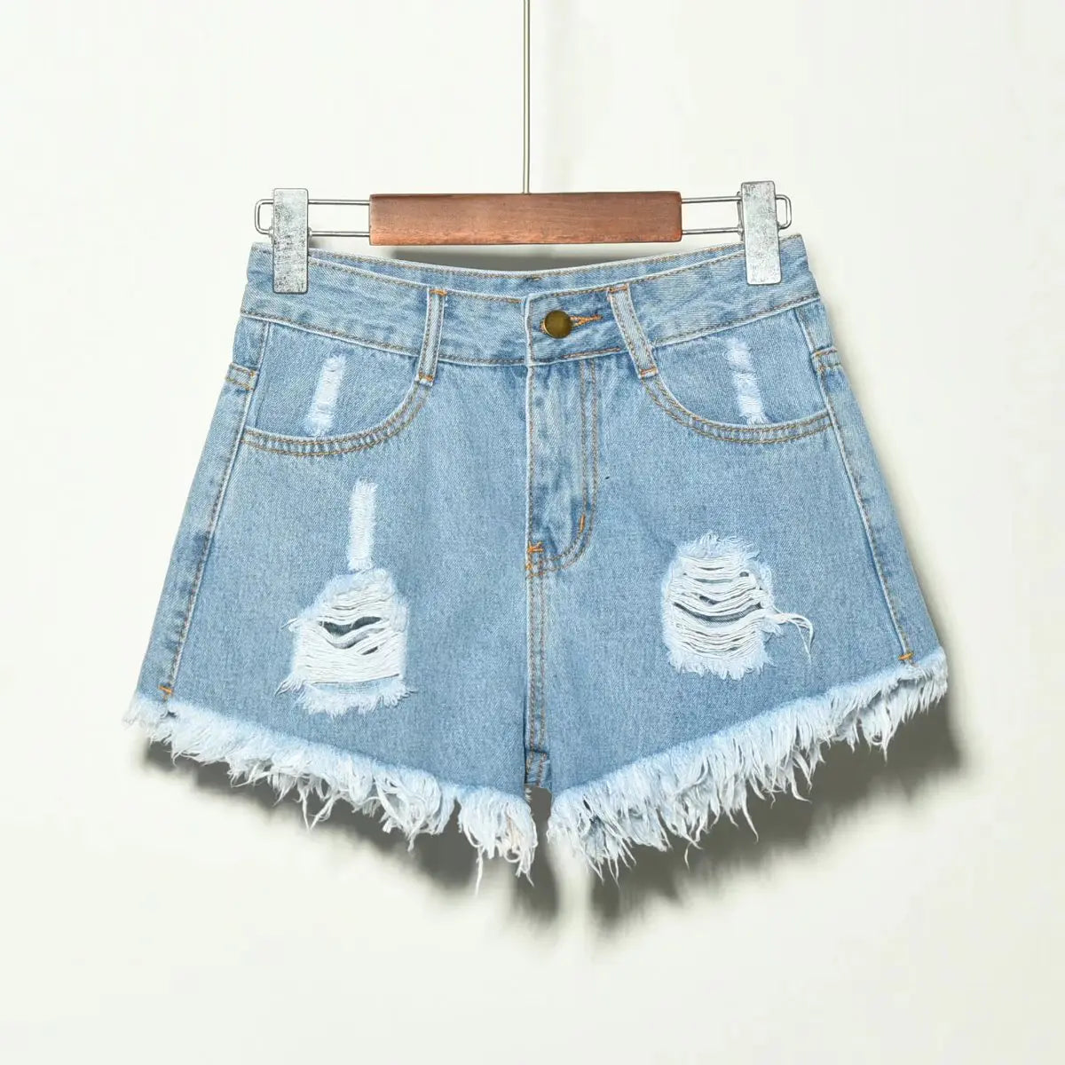 Women's Distressed Irregular Denim Shorts