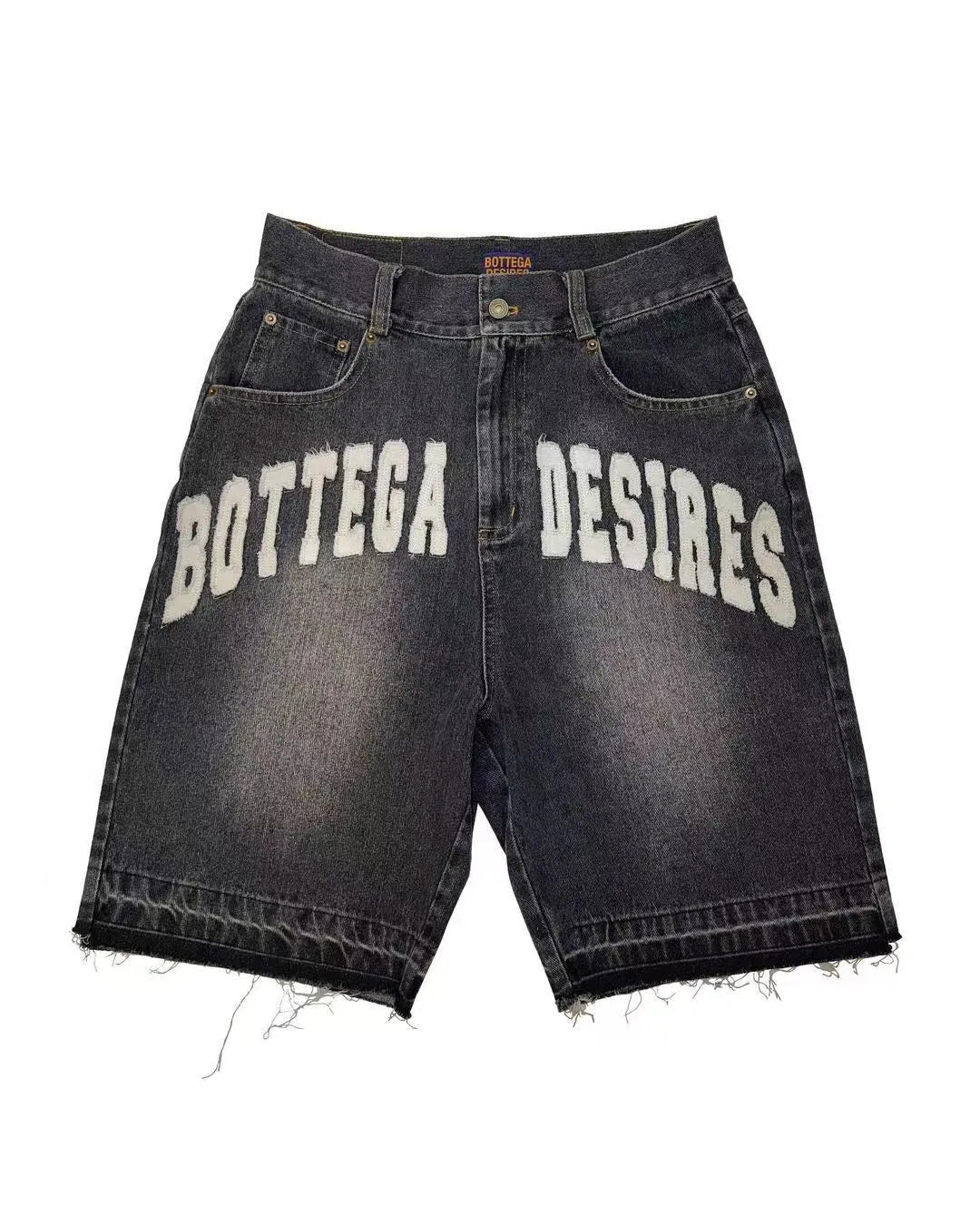 Men's Retro Alphabet Print Loose Denim Shorts