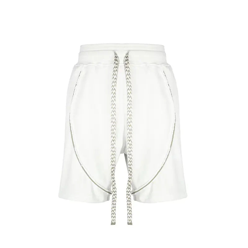 Vintage White Terry Drawstring Shorts for Men