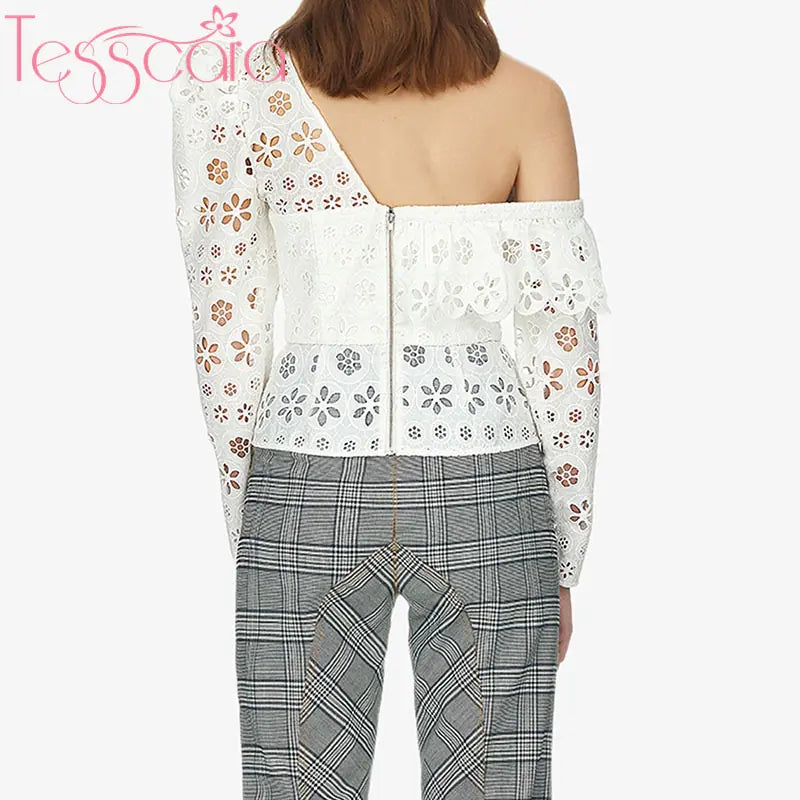 TESSCARA Luxury Embroidery Blouse Shirt for Women