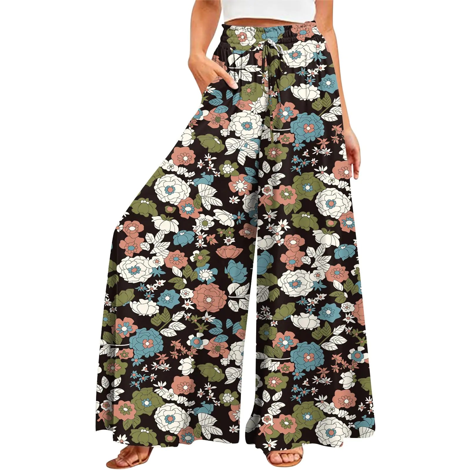Generic Palazzo Pants for Women Lounge Pants Women Womens Pants Casual Women Palazzo Pants Summer Boho Wide Leg High Waist Casual Lounge Yoga Pants with Pockets Trousers 03 Pink XL