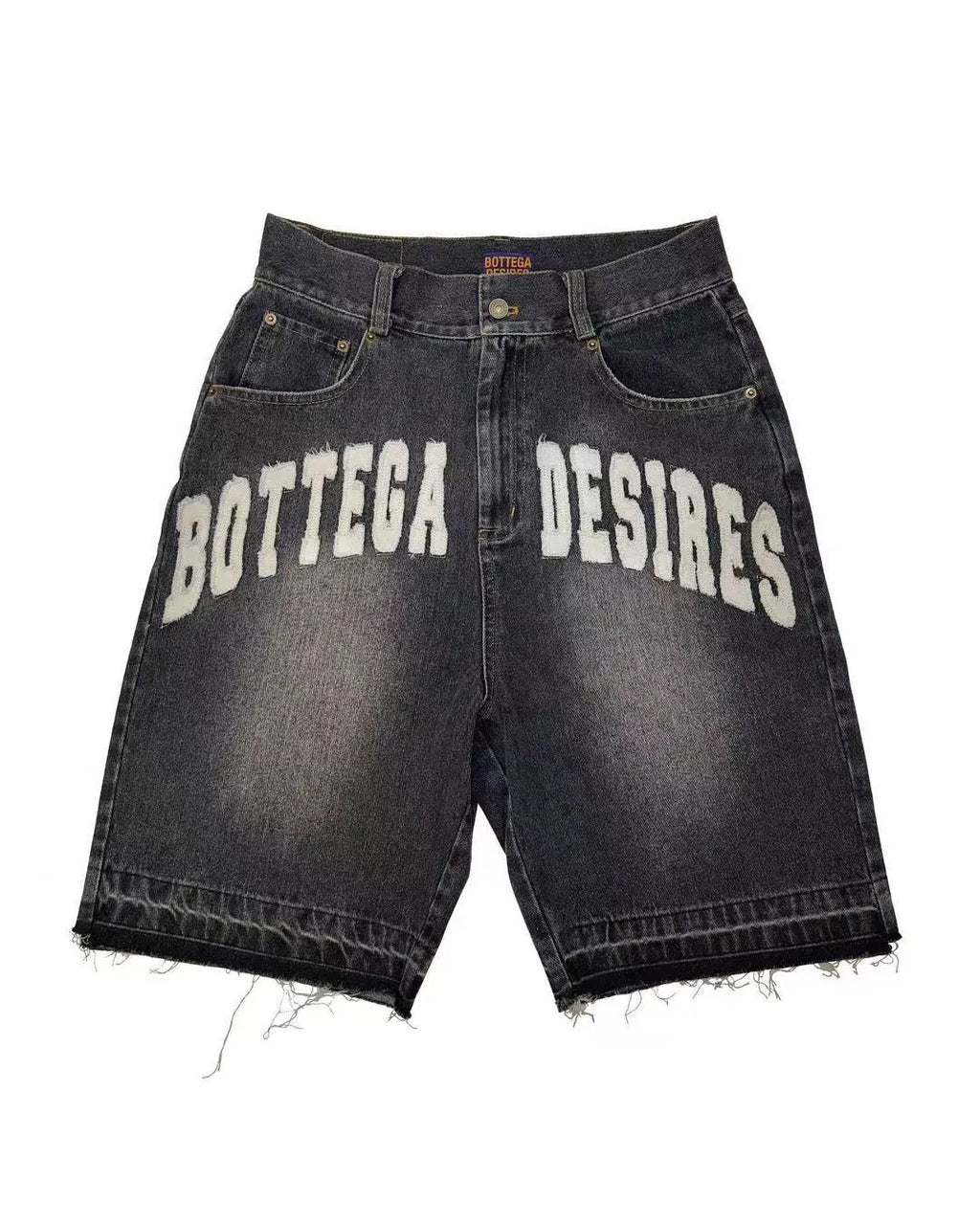 Men's Retro Alphabet Print Loose Denim Shorts