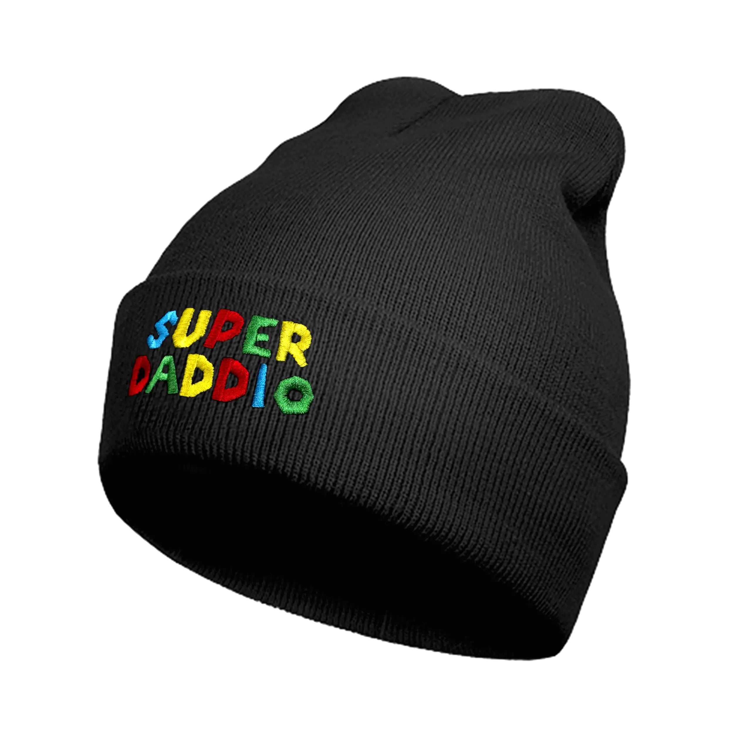 Super Daddio Embroidery Beanie Hat Dad Birthday Gift Beanie Hats for Dad Papa Daddy Father from Daughter Son Beanie Cap