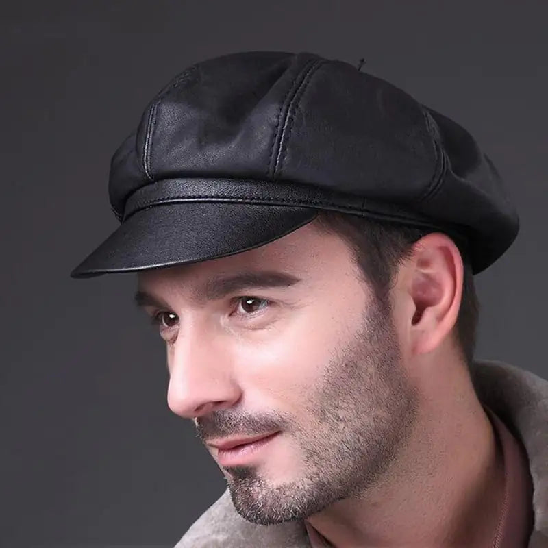 Men's Winter Sheepskin Hat for Outdoor Use