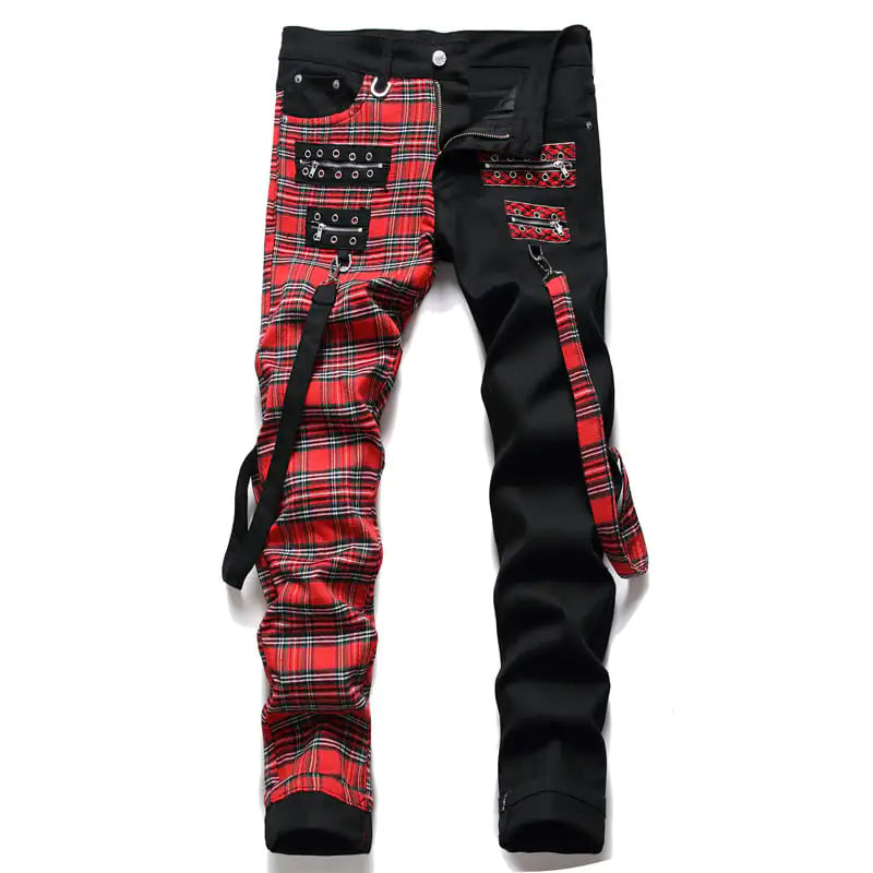 Black Panel Colorblock Straight Fit Men's Jeans