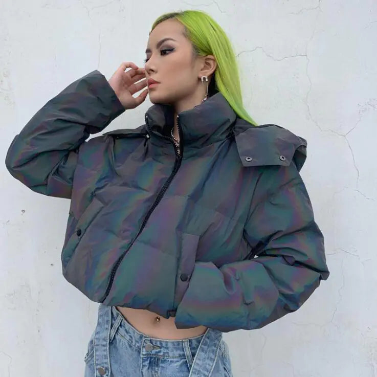 Reflective Jacket, Warm Coat, Women's Cotton Padded Jacket