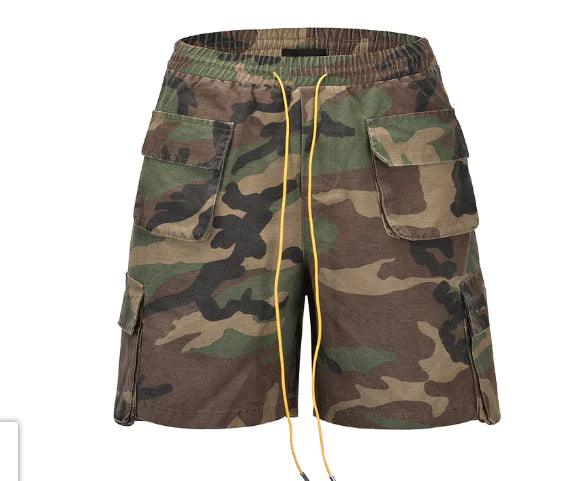 Retro Camouflage Zipper Casual Shorts for Men