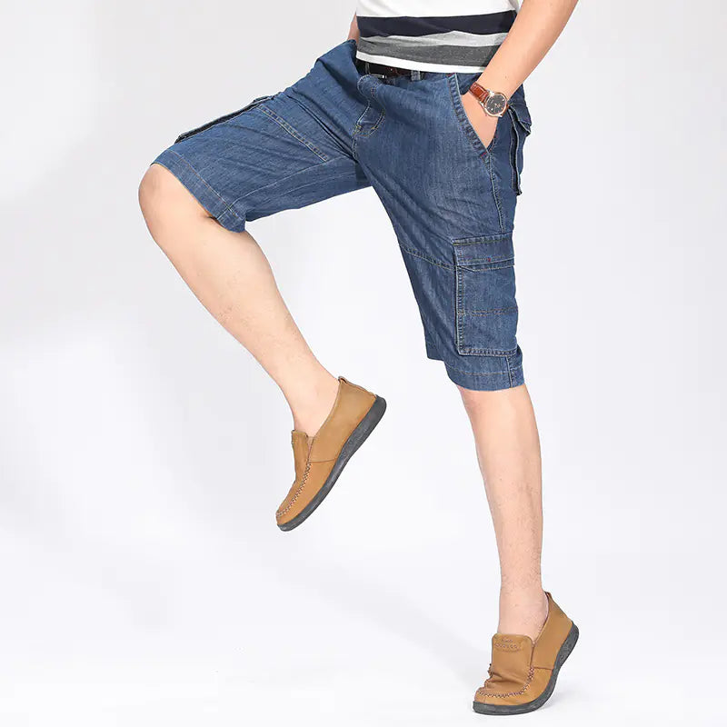 Men's Distressed Slim Fit Ripped Denim Shorts