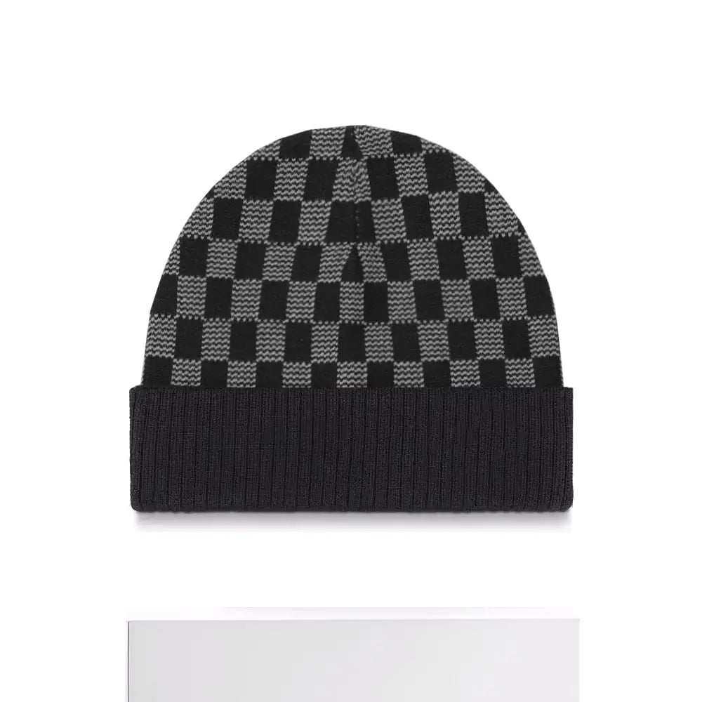 Plaid Knit Women's Chessboard Hat