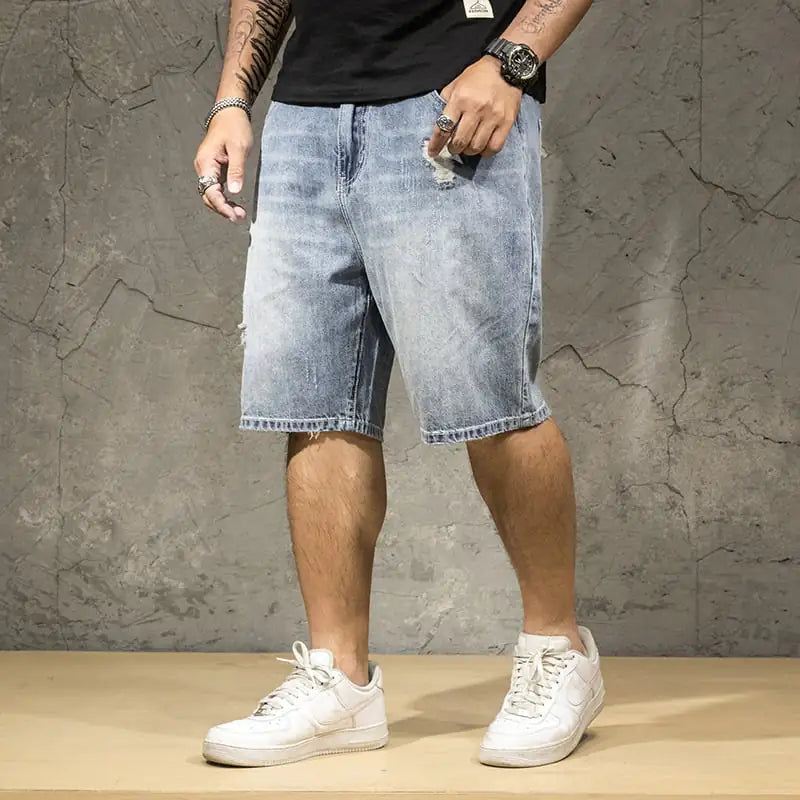 Men's Stretch Denim Five-Point Shorts