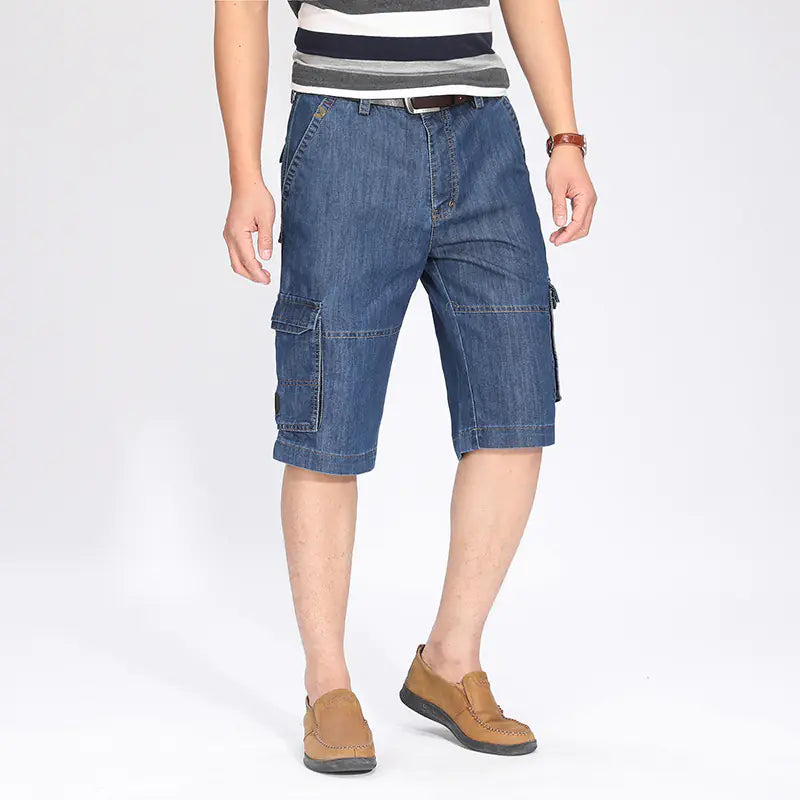 Men's Distressed Slim Fit Ripped Denim Shorts