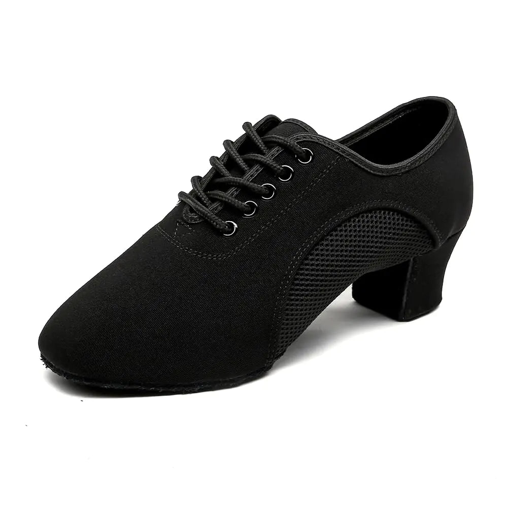 MSMAX Ballroom Dance Shoes Women Black Character Shoes for Women Latin Dancing Heels Jazz Rhythm Teaching Shoes 5CM Heel 7.5 M US Women