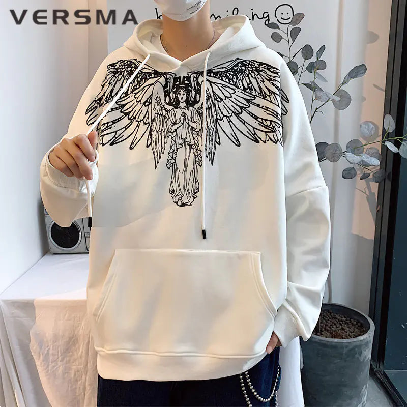 VERSMA Vintage White Hoodie for Men and Women