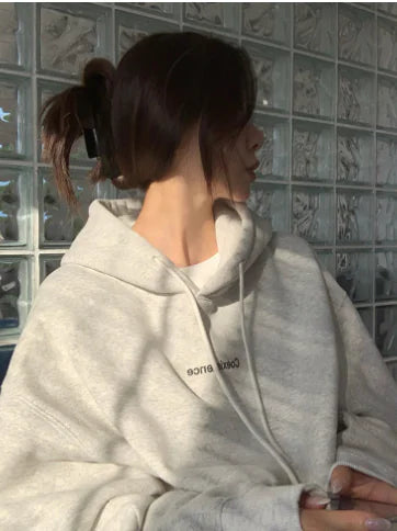 Roman Numeral Printed Hoodie for Women