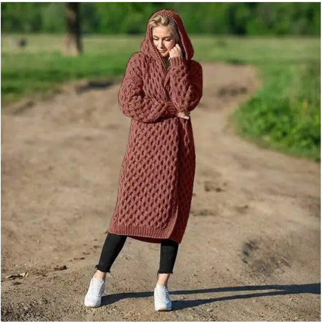 Oversized Knitted Cardigan and Hoodie for Women