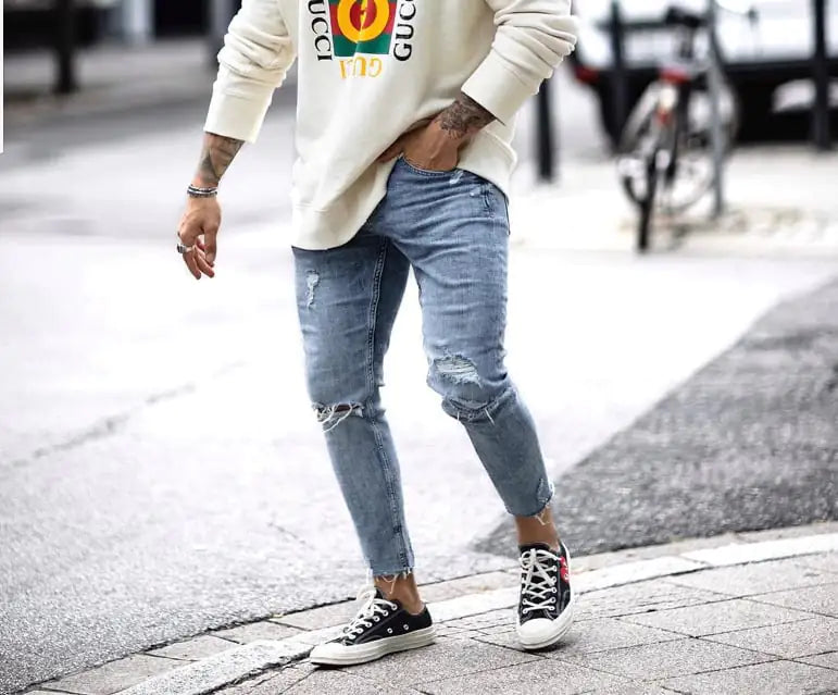 Ripped Ankle Pants for Men
