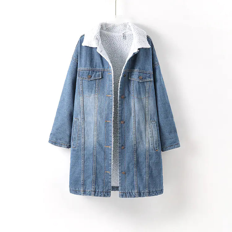 Mid-Length Cotton Jacket, Denim Cotton Jacket