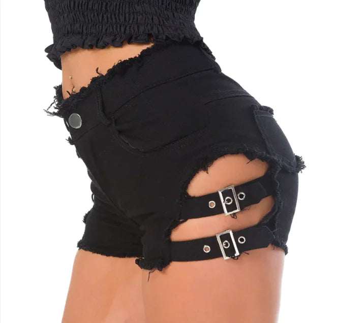 Women's High Waist Distressed Denim Shorts