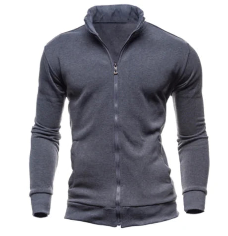 New Zip-Up Hoodie Jacket for Men, Solid Color