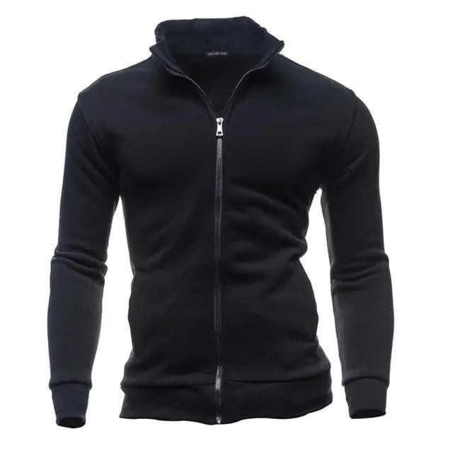 New Zip-Up Hoodie Jacket for Men, Solid Color
